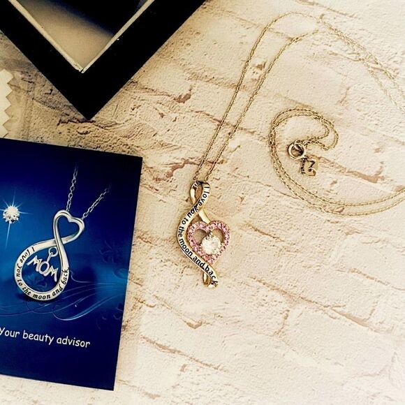 I Love You To The Moon & Back Sterling Necklace - Picture 2 of 5